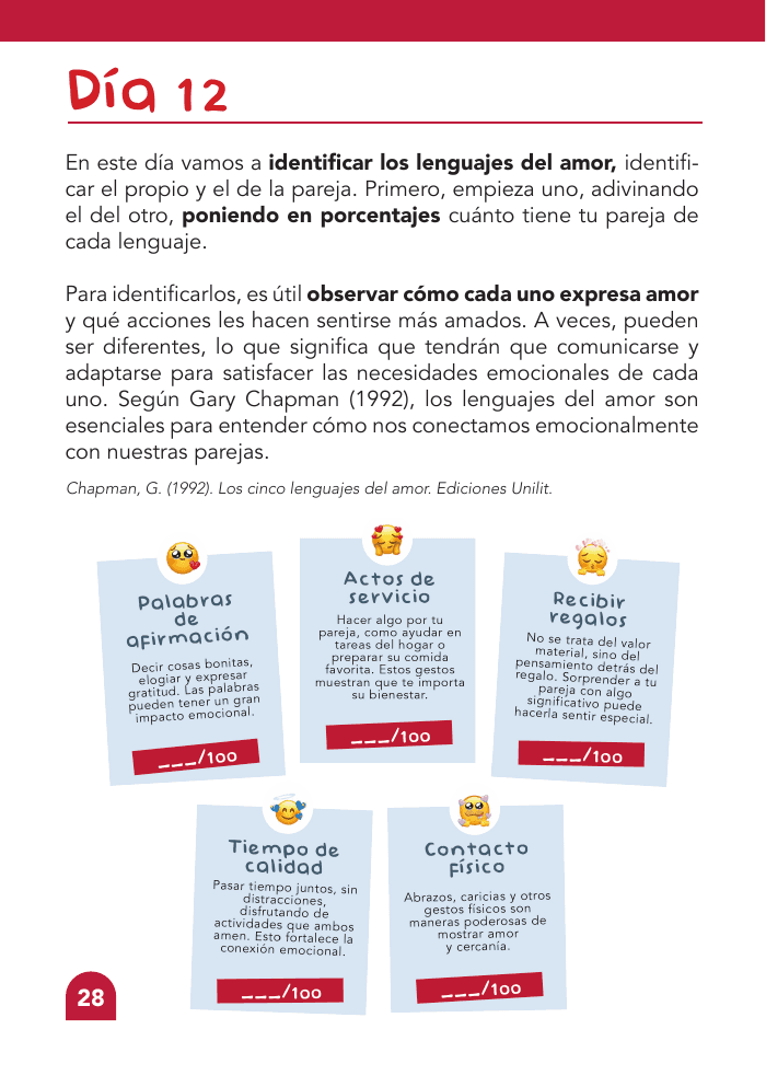 Página del Journal: lenguajes del amor